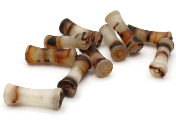 10 22mm Cream and Brown Vintage Plastic Beads Flared Tube Beads Jewelry Making Beading Supplies Loose Beads to String