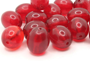 18 16mm Red Vintage Plastic Beads Oval Beads Jewelry Making Beading Supplies Loose Beads to String
