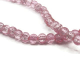 6mm Pink Crackle Glass Beads Round Beads Clear Cracked Glass Beads Jewelry Making Beading Supplies Loose Beads Smooth Round Beads