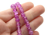 6mm Purple Crackle Glass Beads Round Beads Clear Cracked Glass Beads Jewelry Making Beading Supplies Loose Beads Smooth Round Beads