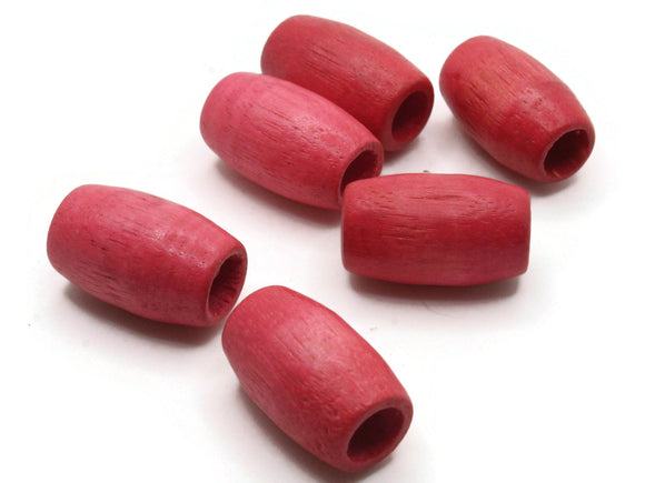 6 1 Inch Tube Beads Pink Beads Wood Beads Wooden Beads Vintage Beads Large Hole Beads Macrame Beads Jewelry Making Beading Supplies