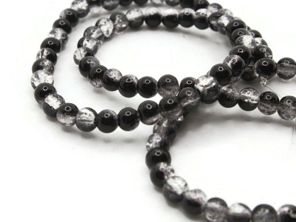 4mm Black and White Crackle Beads Cracked Glass Beads Smooth Round Beads Full Strand Jewelry Making Beading Supplies Small Beads