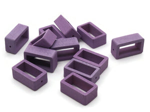 12 18mm Purple Wood Rectangle Slider Beads Wooden Half Drilled Bead Frames Jewelry Making Beading Supplies