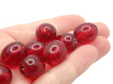 18 16mm Red Vintage Plastic Beads Oval Beads Jewelry Making Beading Supplies Loose Beads to String
