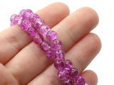 6mm Purple Crackle Glass Beads Round Beads Clear Cracked Glass Beads Jewelry Making Beading Supplies Loose Beads Smooth Round Beads