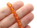 6mm Orange Crackle Glass Beads Round Beads Clear Cracked Glass Beads Jewelry Making Beading Supplies Loose Beads Smooth Round Beads