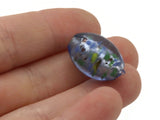 6 19mm Blue Speckled Oval Beads Lampwork Glass Beads Jewelry Making and Beading Supplies