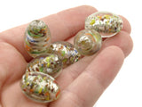 6 19mm Clear Speckled Oval Beads Lampwork Glass Beads Jewelry Making and Beading Supplies