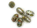 6 19mm Clear Speckled Oval Beads Lampwork Glass Beads Jewelry Making and Beading Supplies