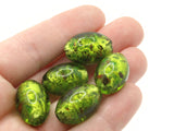 6 19mm Green Speckled Oval Beads Lampwork Glass Beads Jewelry Making and Beading Supplies