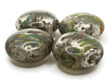 4 21mm Gray Speckled Coin Beads Flat Round Lampwork Glass Beads Jewelry Making and Beading Supplies