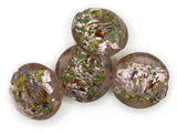 4 21mm Pink Speckled Coin Beads Flat Round Lampwork Glass Beads Jewelry Making and Beading Supplies