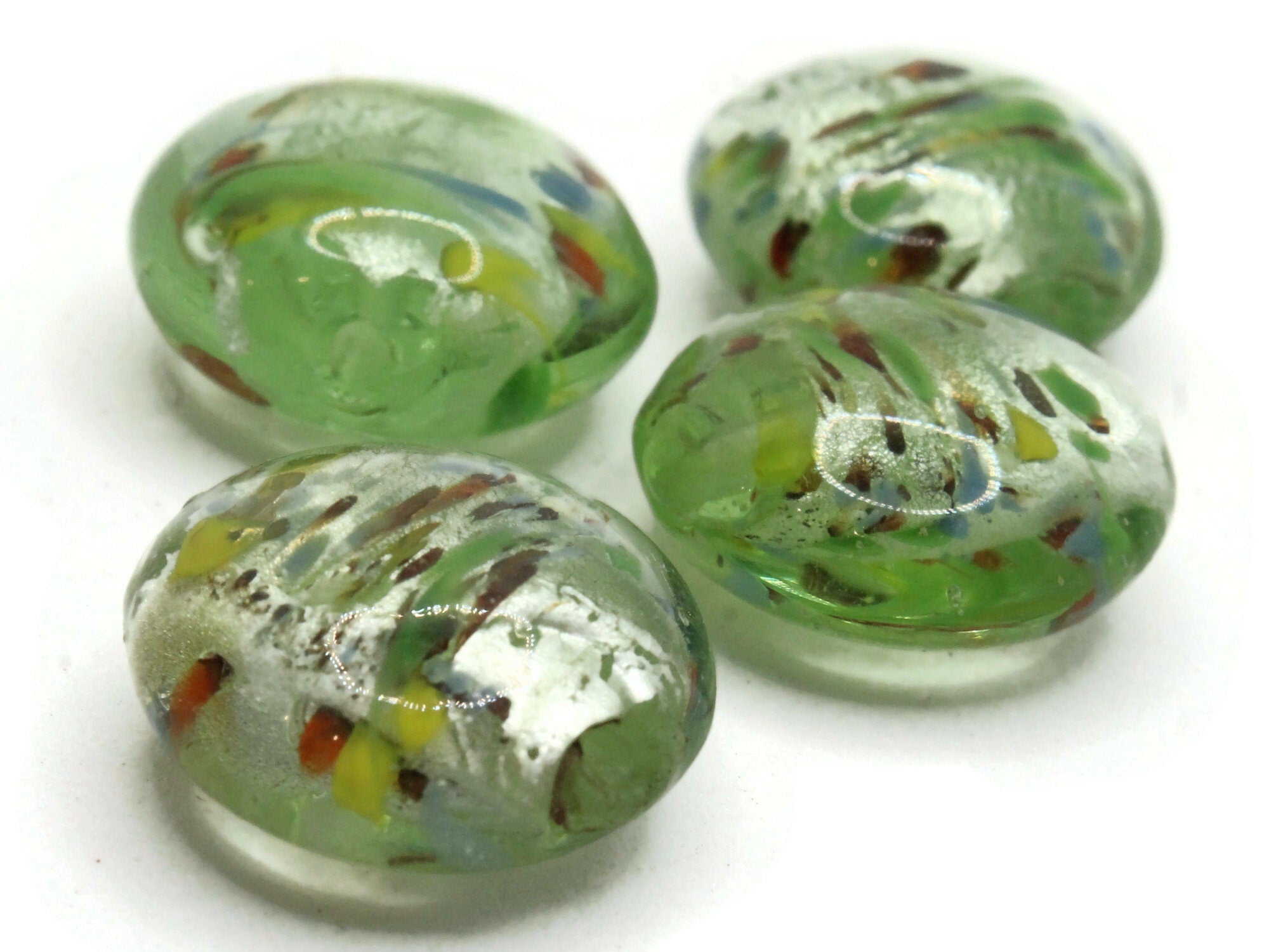 Glass Flat Marbles, Green