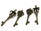 4 58mm Antique Bronze Crown Keys Metal Skeleton Key Charms Key Pendants Beads Jewelry Making Beading Supplies