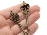 4 58mm Antique Bronze Crown Keys Metal Skeleton Key Charms Key Pendants Beads Jewelry Making Beading Supplies