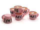 6 Light Pink Mug Charms Coffee Mugs Miniature Cafe cups Jewelry Making Beading Supplies Happy Face Mini Coffee Cup Pendants Food and Drink