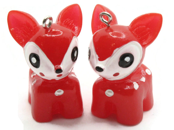2 33mm Red Deer Charms Resin Charms Toy Pendants Miniature Cute Charms Jewelry Making Beading Supplies kitsch charms Smileyboy