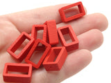 12 18mm Red Wood Rectangle Slider Beads Wooden Half Drilled Bead Frames Jewelry Making Beading Supplies