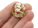 4 21mm Clear Speckled Coin Beads Flat Round Lampwork Glass Beads Jewelry Making and Beading Supplies