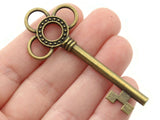 4 63mm Antique Bronze Three Loop Key Charms  Metal Skeleton Keys Pendants Beads Jewelry Making Beading Supplies