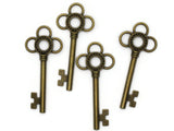 4 63mm Antique Bronze Three Loop Key Charms  Metal Skeleton Keys Pendants Beads Jewelry Making Beading Supplies