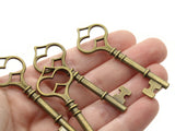 4 60mm Antique Bronze Point Top Key Charms  Metal Skeleton Keys Pendants Beads Jewelry Making Beading Supplies