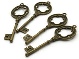 4 75mm Antique Bronze Flower Cut Out Key Charms  Metal Skeleton Keys Pendants Beads Jewelry Making Beading Supplies