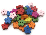 30 11mm Mixed Color Flower Buttons Flat Floral Wood Two Hole Buttons Jewelry Making Beading Supplies Sewing Supplies