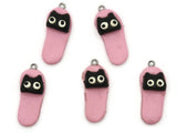 5 34mm Pink And Black Cat Slipper Charms Polymer Clay Miniature Animal Charms Jewelry Making Beading Supplies