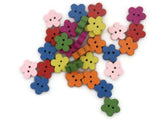 30 11mm Mixed Color Flower Buttons Flat Floral Wood Two Hole Buttons Jewelry Making Beading Supplies Sewing Supplies