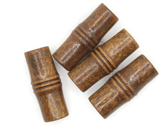 4 Tube Beads 40mm x 17mm Dark Brown Vintage Large Hole Wood Beads Wooden Beads Chunky Beads Macrame Beads New Old Stock Smileyboy