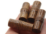 4 Tube Beads 40mm x 17mm Dark Brown Vintage Large Hole Wood Beads Wooden Beads Chunky Beads Macrame Beads New Old Stock Smileyboy