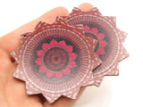 2 61mm Red and Brown Printed Wood Flower Pendant Flat Wooden Beads Jewelry Making Beading Supplies