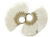 3.25 Inch White Thread Tassels Fan Tassel Pendants Quantity 2 Jewelry Making Beading Supplies Focal Beads Drop Beads