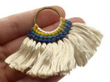 3.25 Inch White with Multi-Color Thread Tassels Fan Tassel Pendants Quantity 2 Jewelry Making Beading Supplies Focal Beads Drop Beads