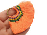 3.25 Inch Bright Orange with Multi-Color Thread Tassels Fan Tassel Pendants Quantity 2 Jewelry Making Beading Supplies Focal Beads