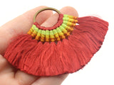 3.25 Inch Dark Red with Multi-Color Thread Tassels Fan Tassel Pendants Quantity 2 Jewelry Making Beading Supplies Focal Beads