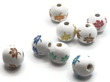 8 16mm White with Mixed Color Leaves Wood Beads Round Leaf Beads Wooden Beads Ball Beads Jewelry Making Beading Supplies Smileyboy