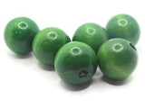 6 24mm Round Green Wood Beads Wooden Beads Large Hole Macrame Beads New Old Stock Loose Beads bW1