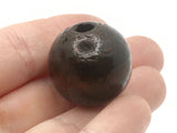 6 24mm Round Brown Wood Beads Wooden Beads Large Hole Macrame Beads New Old Stock Loose Beads bW1
