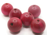 6 24mm Round Red Wood Beads Wooden Beads Large Hole Macrame Beads New Old Stock Loose Beads bW1