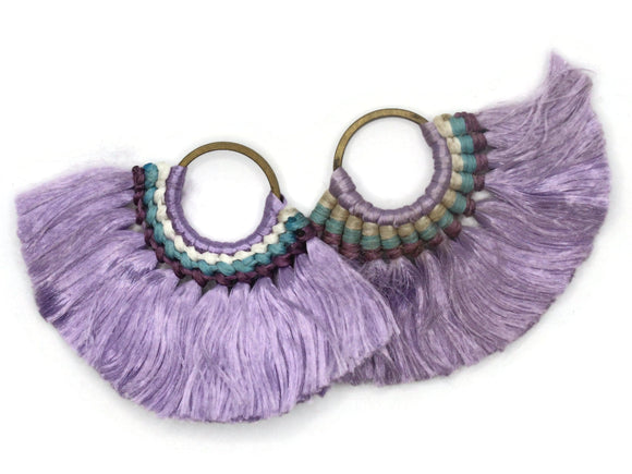 3.25 Inch Light Purple with Multi-Color Thread Tassels Fan Tassel Pendants Quantity 2 Jewelry Making Beading Supplies Focal Beads Drop Beads