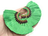 3.25 Inch Green with Multi-Color Thread Tassels Fan Tassel Pendants Quantity 2 Jewelry Making Beading Supplies Focal Beads