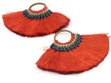 3.25 Inch Red with Multi-Color Thread Tassels Fan Tassel Pendants Quantity 2 Jewelry Making Beading Supplies Focal Beads
