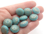 12 15mm Sky Blue Flower Beads Puffed Coin Beads Gold Trim Beads Plastic Beads Loose Beads Jewelry Making Beading Supplies