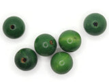 6 24mm Round Green Wood Beads Wooden Beads Large Hole Macrame Beads New Old Stock Loose Beads bW1