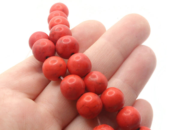 38 10mm Round Red Synthetic Turquoise Gemstone Beads Dyed Beads Jewelry Making Beading Supplies Stone Beads