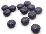 12 15mm Royal Blue Flower Beads Puffed Coin Beads Gold Trim Beads Plastic Beads Loose Beads Jewelry Making Beading Supplies