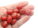 12 15mm Red Flower Beads Puffed Coin Beads Gold Trim Beads Plastic Beads Loose Beads Jewelry Making Beading Supplies