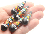 5 35mm Vintage Painted Clay Beads Black and Colorful Beads Teardrop Beads Peruvian Clay Beads to String Jewelry Making Beading Supplies